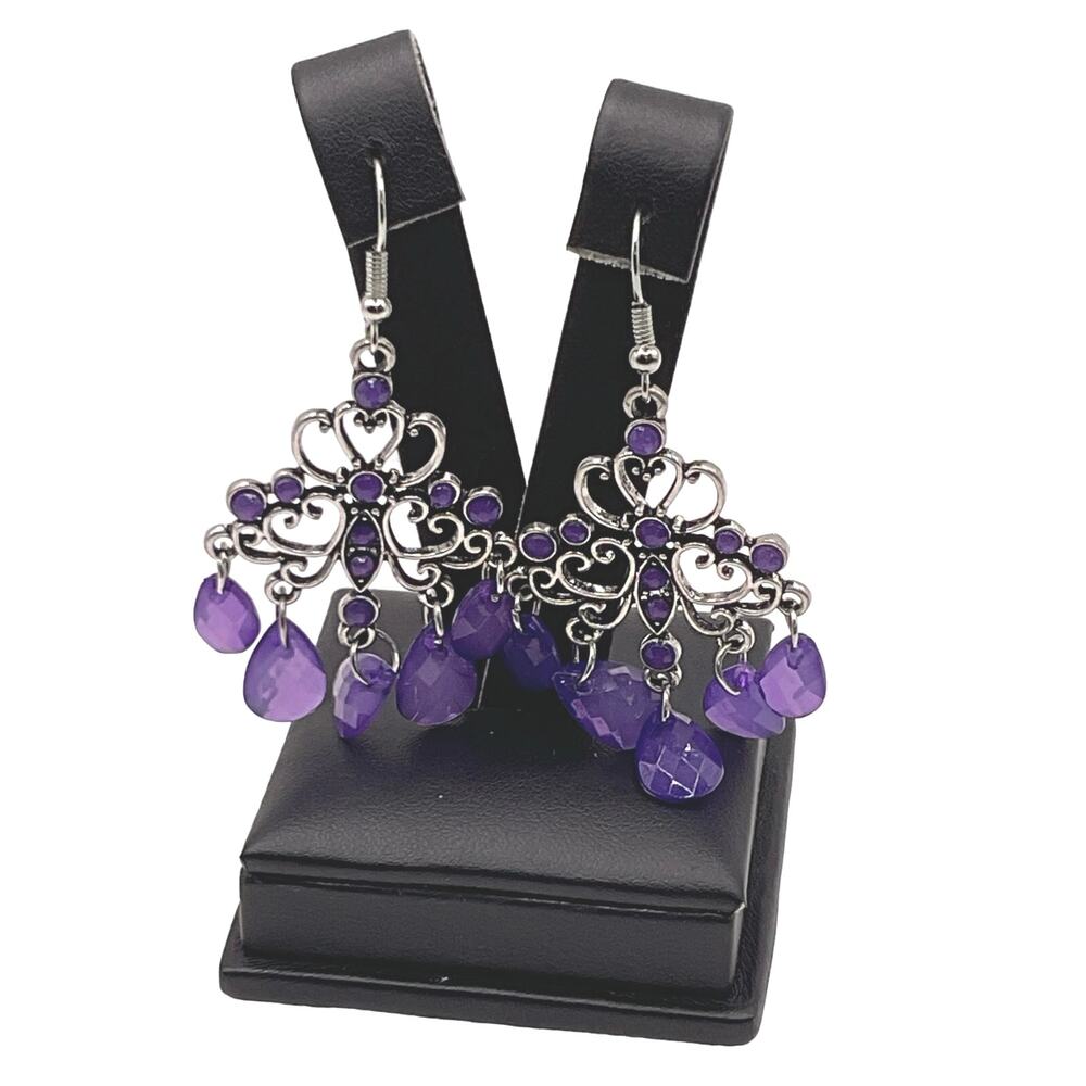 Regency Purple Dangle Earrings Statement Jewelry Victorian Whimisgoth Homecoming
